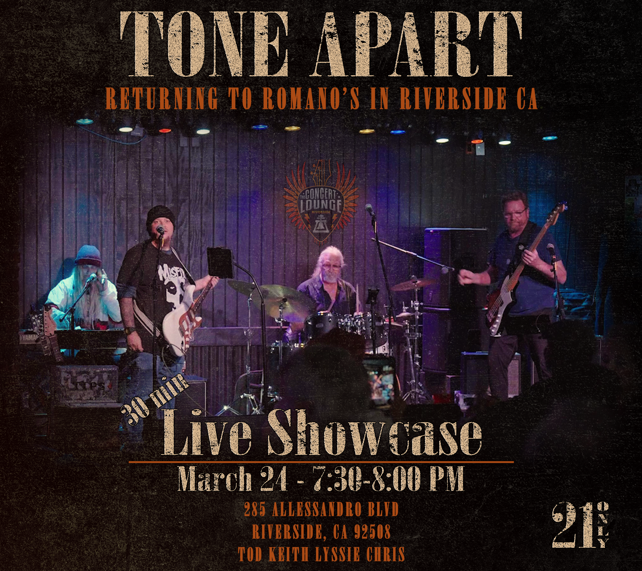 Tone Apart at Romano’s flyer